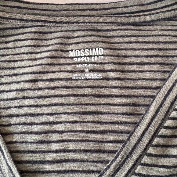 Mossimo Gray and Black Striped V-Neck Long Sleeve Striped Shirt. Size is M. - Picture 3 of 5